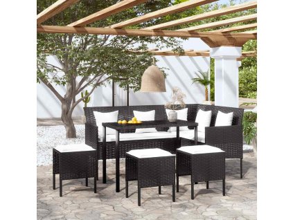 vidaXL 5-dielny záhradný sedací set v tvare L a vankúše polyratan