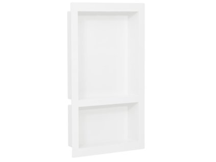 vidaXL Sprchový výklenok s 2 priehradkami lesklý biely 41x69x9 cm