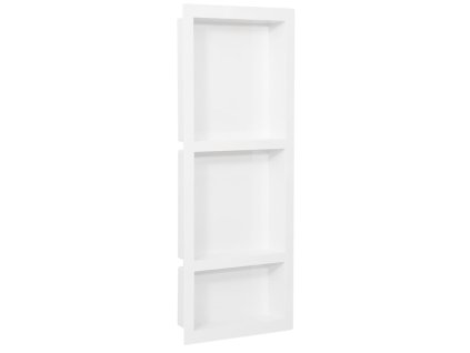 vidaXL Sprchový výklenok s 3 priehradkami lesklý biely 41x99x9 cm