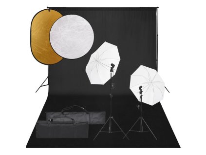 vidaXL Fotografické vybavenie s osvetlením, pozadím a reflektorom