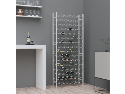 vidaXL Stojan na víno na 96 fliaš biely kovový