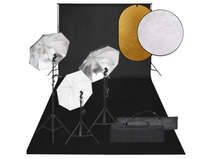 vidaXL Fotografické vybavenie s osvetlením, pozadím a reflektorom