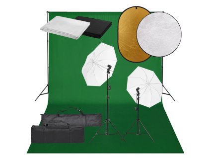 vidaXL Fotografické vybavenie s osvetlením, pozadím a reflektorom