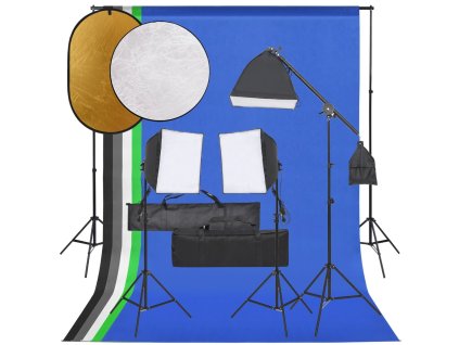 vidaXL Fotografické vybavenie so svetlami, pozadím a reflektorom