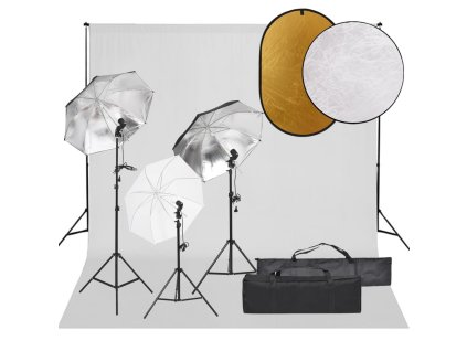 vidaXL Fotografické vybavenie s osvetlením, pozadím a reflektorom