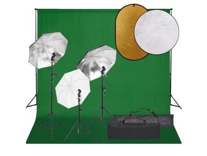 vidaXL Fotografické vybavenie s osvetlením, pozadím a reflektorom