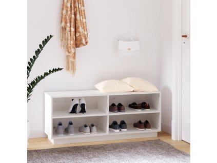 vidaXL Skrinka na topánky biela 110x34x45 cm masívna borovica