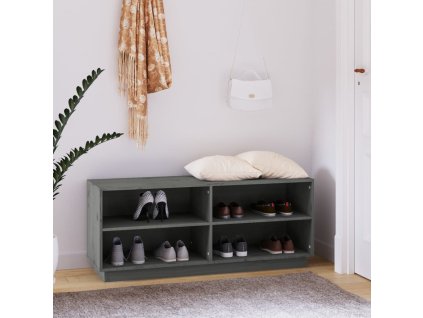 vidaXL Skrinka na topánky sivá 110x34x45 cm masívna borovica