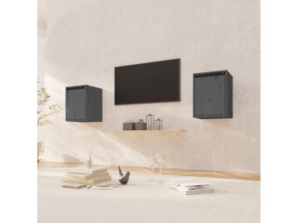 vidaXL Nástenné skrinky 2 ks sivé 30x30x40 cm masívna borovica