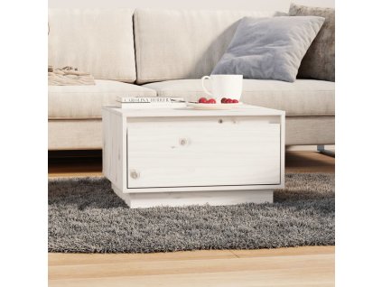 vidaXL Konferenčný stolík biely 55x56x32 cm borovicový masív