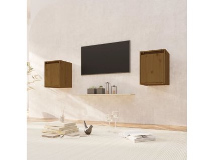 vidaXL Nástenné skrinky 2 ks medovo-hnedé 30x30x40cm masívna borovica