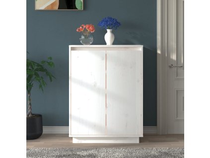 vidaXL Skrinka na topánky biela 60x35x80 cm masívna borovica