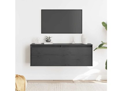 vidaXL Nástenná skrinka sivá 100x30x35 cm masívna borovica