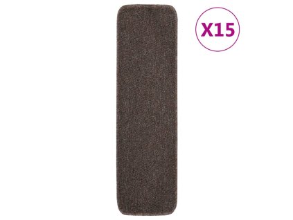 vidaXL Protišmykové nášľapy na schody 15 ks, 75x20 cm, hnedé, obdĺžnik