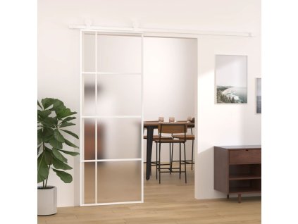 vidaXL Posuvné dvere nepriehľadné ESG sklo a hliník 76x205 cm biele