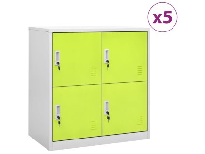 vidaXL Uzamykacie skrinky 5 ks bledosivé a zelené 90x45x92,5 cm oceľové