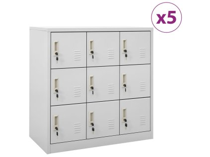 vidaXL Uzamykacie skrinky 5 ks bledosivé a modré 90x45x92,5 cm oceľové