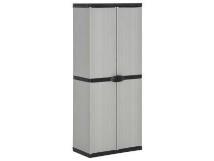 vidaXL Záhradná úložná skriňa s 3 policami sivá a čierna 68x40x168 cm