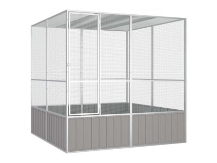 vidaXL Klietka pre vtáky sivá 213,5x217,5x211,5 cm pozinkovaná oceľ