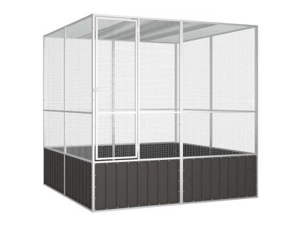 vidaXL Klietka pre vtáky antracit 213,5x217,5x211,5cm pozinkovaná oceľ