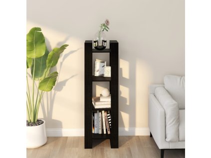 vidaXL Knižnica/deliaca stena čierna 41x35x125 cm masívna borovica