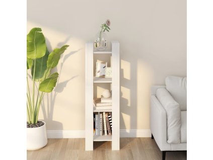 vidaXL Knižnica/deliaca stena biela 41x35x125 cm masívna borovica