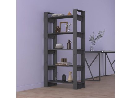 vidaXL Knižnica/deliaca stena sivá 80x35x160 cm masívne drevo