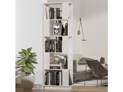 vidaXL Knižnica/deliaca stena biela 51x25x163,5 cm masívna borovica