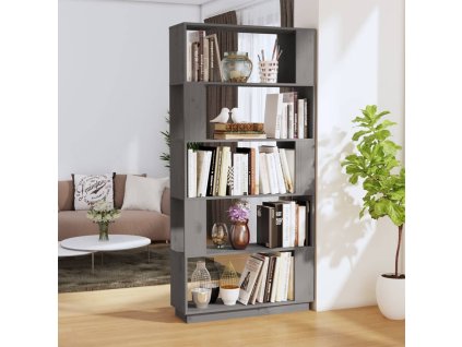 vidaXL Knižnica/deliaca stena sivá 80x25x163,5 cm masívna borovica