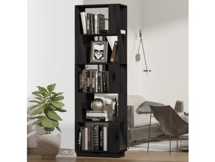 vidaXL Knižnica/deliaca stena čierna 51x25x163,5 cm masívna borovica