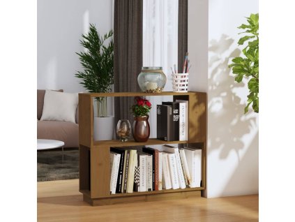 vidaXL Knižnica/deliaca stena hnedá 80x25x70 cm masívna borovica