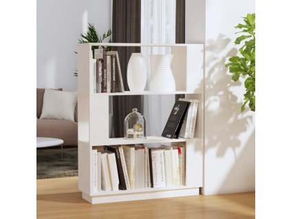 vidaXL Knižnica/deliaca stena biela 80x25x101 cm masívna borovica