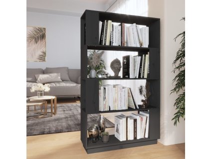 vidaXL Knižnica/deliaca stena sivá 80x25x132 cm masívna borovica