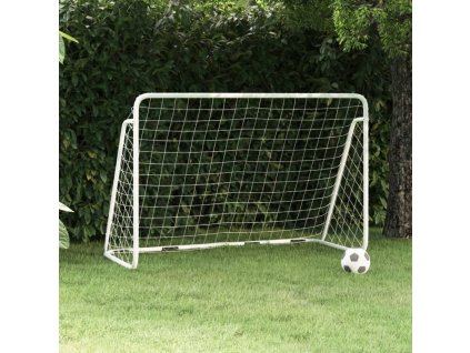 vidaXL Futbalová bránka so sieťou 180x90x120 cm oceľová biela