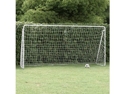 vidaXL Futbalová bránka so sieťou 366x122x182 cm oceľová biela