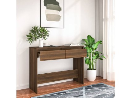 vidaXL Konzolový stolík, hnedý dub 100x35x76,5 cm, kompozitné drevo