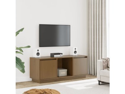 vidaXL TV skrinka medovo-hnedá 110,5x35x44 cm masívna borovica