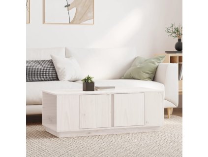 vidaXL Konferenčný stolík biely 110x50x40 cm borovicový masív