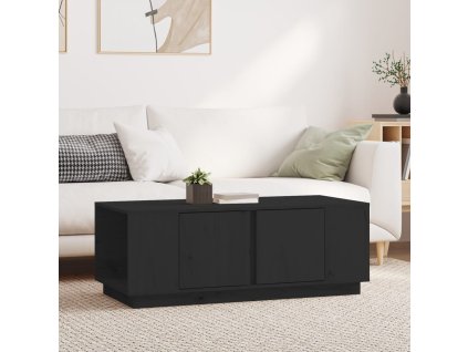 vidaXL Konferenčný stolík čierny 110x50x40 cm borovicový masív