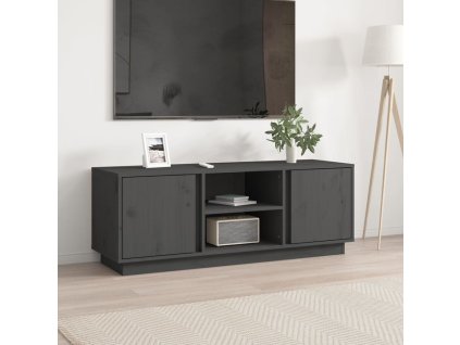 vidaXL TV skrinka sivá 110x35x40,5 cm masívna borovica