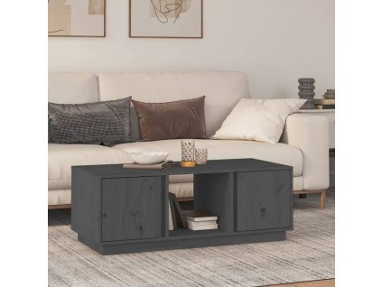 vidaXL Konferenčný stolík sivý 110x50x40 cm borovicový masív