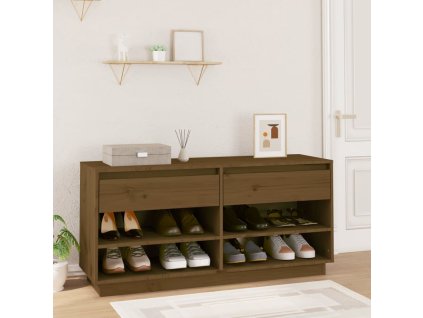 vidaXL Skrinka na topánky medovo-hnedá 110x34x52 cm masívna borovica