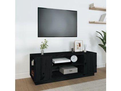 vidaXL TV skrinka čierna 110x35x40,5 cm masívna borovica