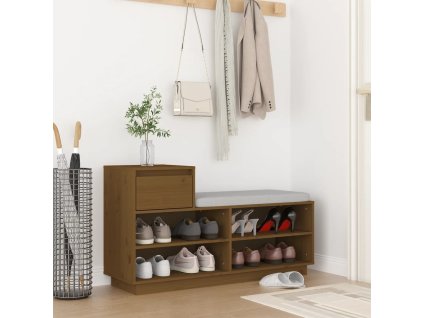 vidaXL Skrinka na topánky medovo-hnedá 110x34x61 cm masívna borovica