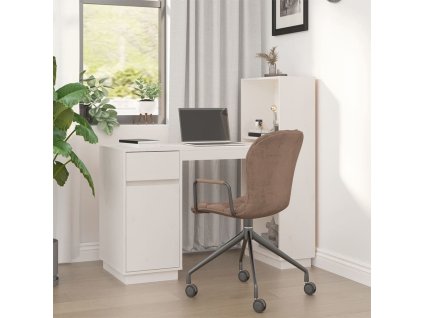 vidaXL Stolík biely 110x53x117 cm masívne borovicové drevo