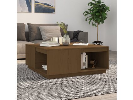 vidaXL Konferenčný stolík medovohnedý 100x101x40,5 cm borovicový masív