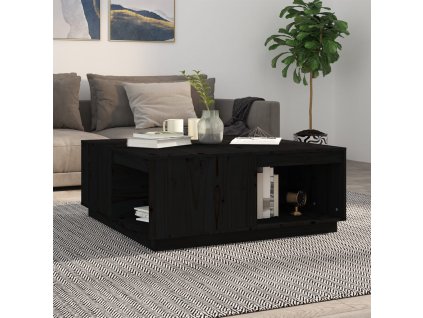 vidaXL Konferenčný stolík čierny 100x101x40,5 cm borovicový masív