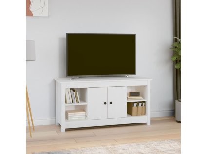 vidaXL TV skrinka biela 103x36,5x52 cm masívna borovica