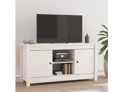 vidaXL TV skrinka biela 103x36,5x52 cm masívna borovica