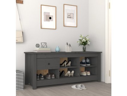 vidaXL Skrinka na topánky sivá 110x38x45,5 cm masívna borovica